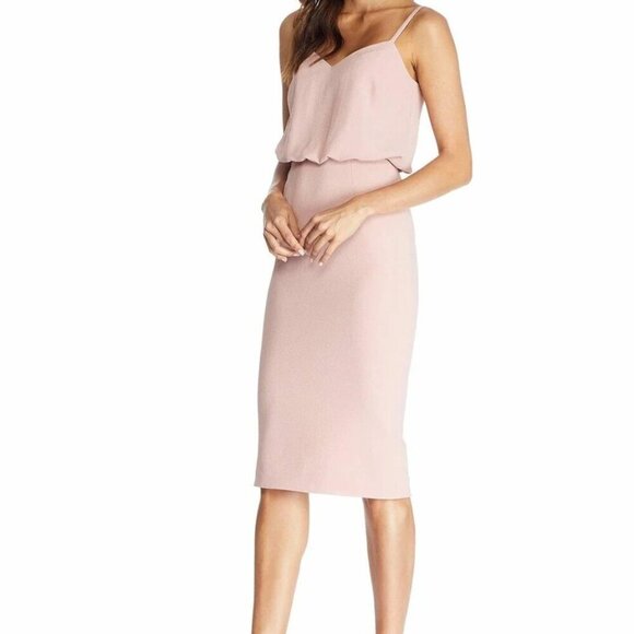 Dress the Population Alondra Sheath Cocktail Midi Dress in Blush – Size XL - Picture 2 of 8